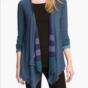 Burberry Britt reversible blue plaid drape cardigan